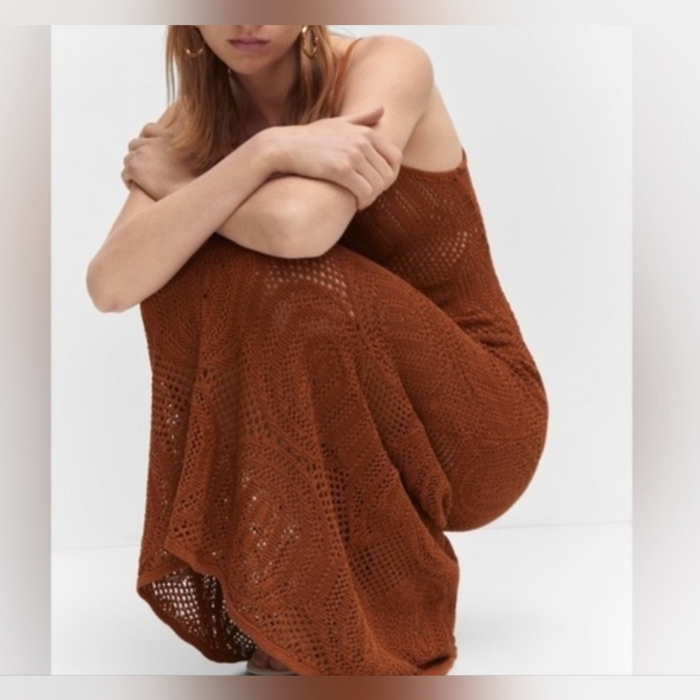 House of Harlow 1960 Rust Crochet Maxi Dress Size Small